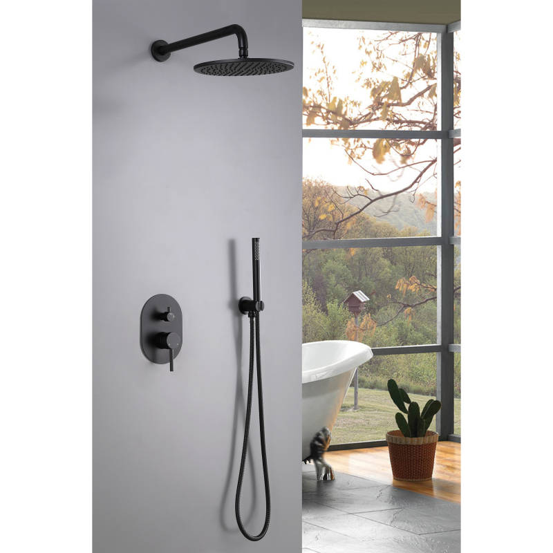 Wall Mounted Hidden 304 Stainless Steel Black Rainfall Bathroom Shower