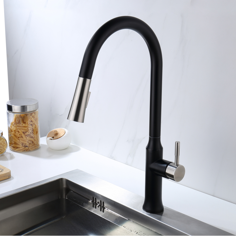 Modern 304 Stainless Steel Matte Black Pull Out Kitchen Mixer Faucet   YC 8258Bxijie4 