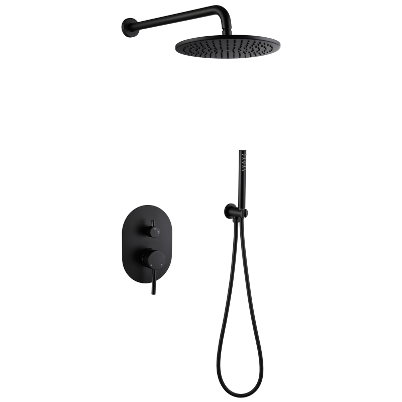 Wall Mounted Hidden 304 Stainless Steel Black Rainfall Bathroom Shower