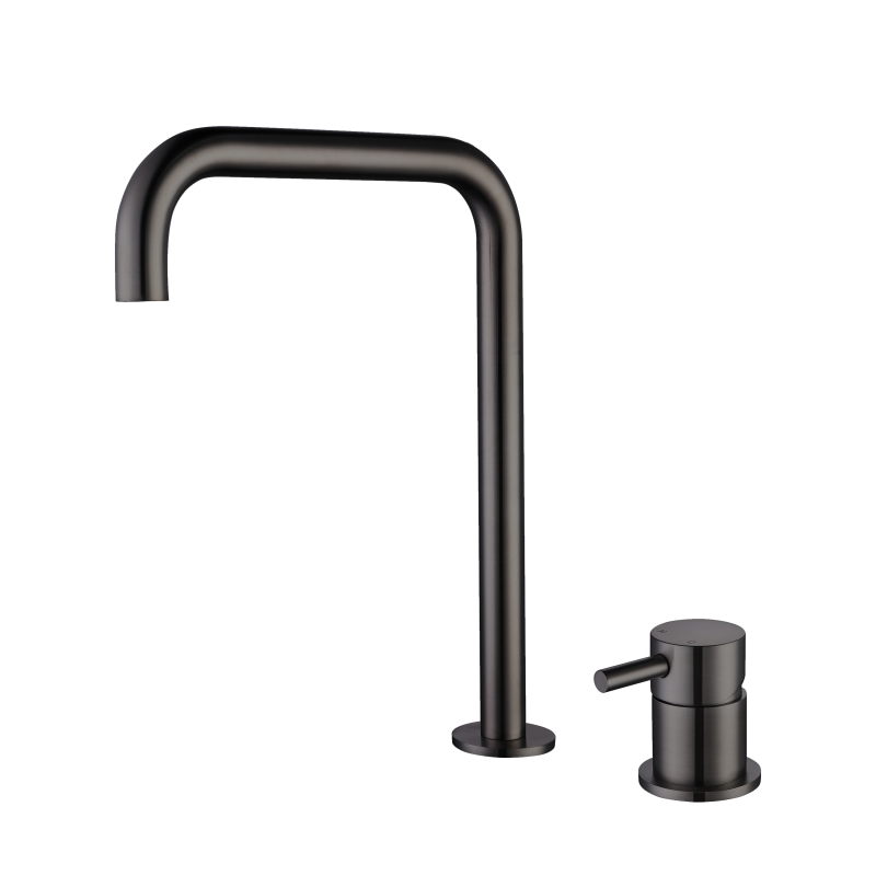 304 Stainless Steel Gun Black Separate Handle Bathroom Sink Faucets
